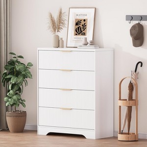 Fluted 5 Drawer Dresser for Bedroom, 47" Tall Modern Chest of Drawers with Gold Metal Handles, Wood Bedroom Dresser for Closet, Living Room, Hallway - 1 of 4