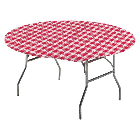 Creative Converting Plastic Stay Put Banquet Table Cover Red Gingham 30 by 96-Inch
