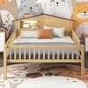 ALEXOUN Kids Bed Frame,Solid Wood Bed with Guardrails & House-Shaped Headboard,Built-in Storage Shelf,No Box Spring Needed - 2 of 4