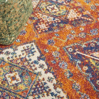 Bohemian Spirit Orange Diamond Synthetic 5'3" x 7'3" Area Rug
