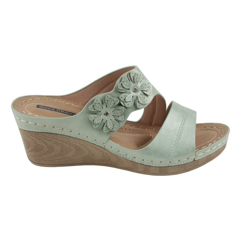 GC Shoes Rita Flower Comfort Slide Wedge Sandals, 2 of 6