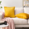 PAVILIA Set of 2 Pom Pom Throw Pillow Covers, Decorative Pompom Fringe Square Cushion Cases for Couch Sofa Bed - 2 of 4