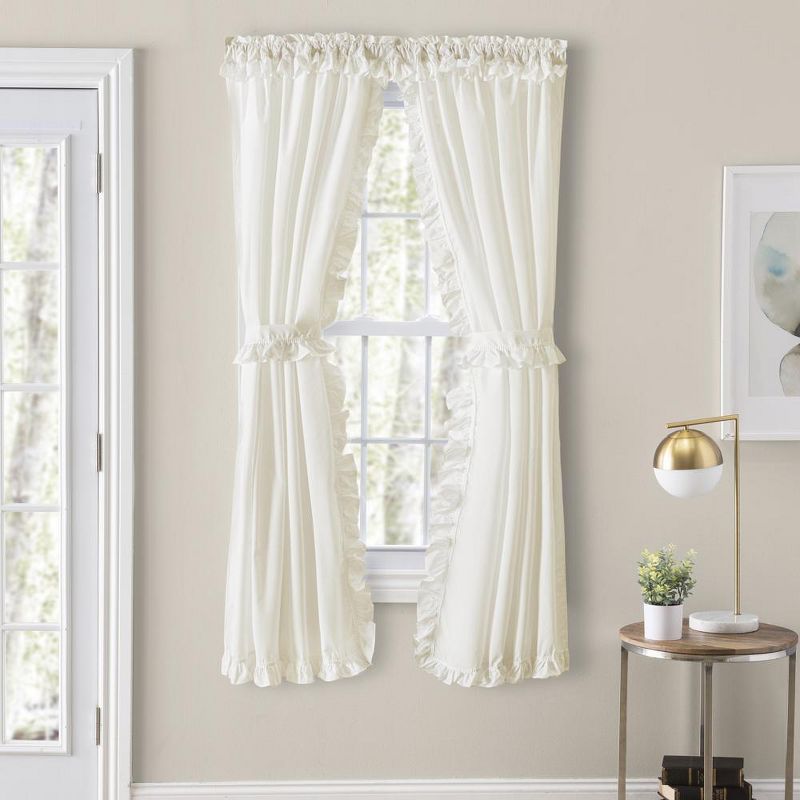 Classic Narrow Ruffle Rod Pocket Curtain Panels Natural by Ellis Home, 1 of 5
