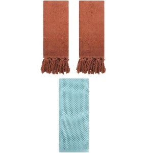 REGALWOVEN 3 Packs Cotton Soft Absorbent Tassels and Waffle Decorative Hand Towel - 1 of 4