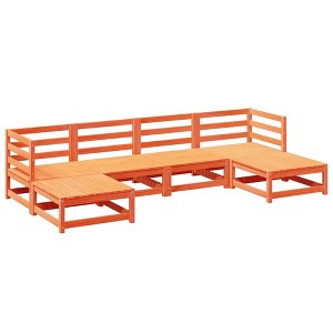 vidaXL Garden Sofa Set Solid Pine Wood Large Modular - Wax Brown No Cushion - 1 of 4