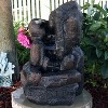 Sunnydaze Outdoor Solar Powered Rock Falls Water Fountain with Battery Backup, Submersible Pump, and LED Lights - 22" - image 2 of 4