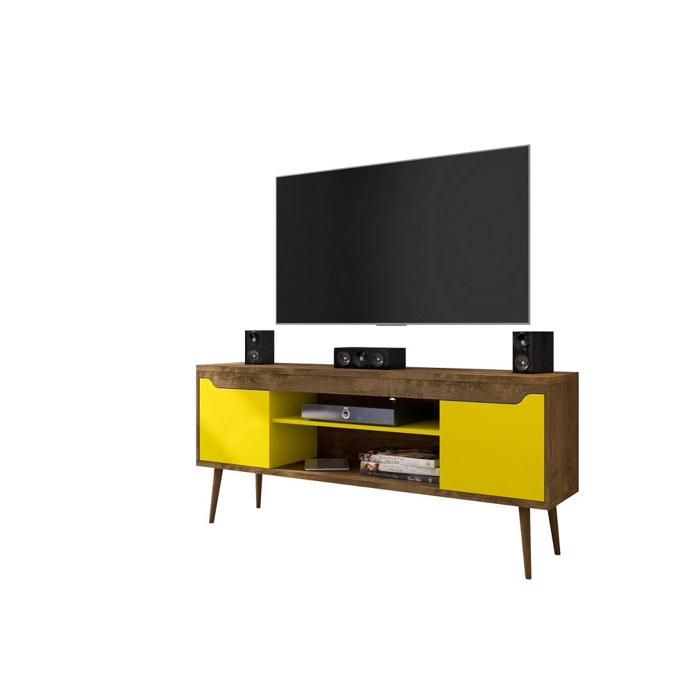 Photos - Mount/Stand Bradley TV Stand for TVs up to 60" Rustic Brown/Yellow - Manhattan Comfort