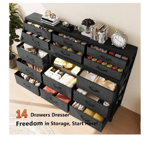 55 Inch Bedroom Dresser with Power Outlets and LED Lights 14 Drawer Fabric Chest - 1 of 4
