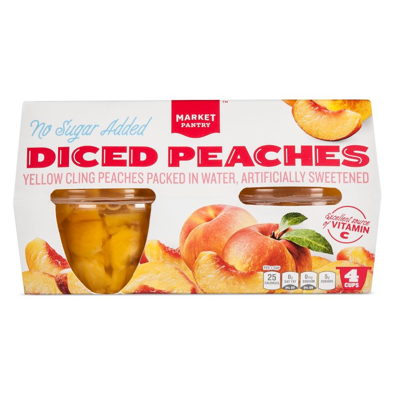 No Sugar Added Diced Peaches Fruit Cups 4ct - Market Pantry&#8482;, 1 of 2