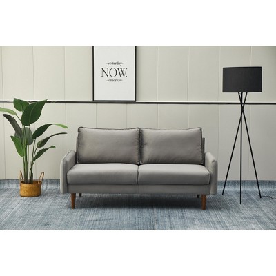 Velvet Sofa Mid-Century Modern Couch with Wooden Legs for Living Room