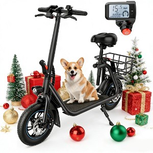 Mastgoal 450W Electric Scooter with Seat for Adults, 12 inch Commuter Electric Scooter with Basket, 280Wh Battery & 21 Mileage - 1 of 4