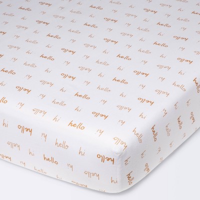 Fitted Crib Sheet Hello Script - Cloud Island™