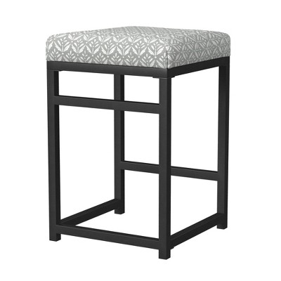 24-Inch Backless Light Gray Print Metal Counter Stool