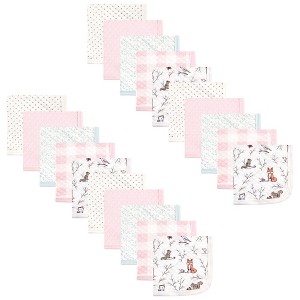 Hudson Baby Infant Girl 20Pc Quilted Cotton Washcloths, Enchanted Forest, One Size - 1 of 2