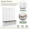 Whisen Versatile Hall Tree with 4 Hooks, Brown Wood Grain Bench, Multiple Storage & Open Compartments - 4 of 4