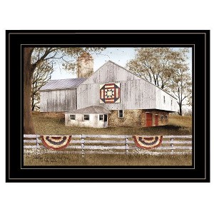 PAGED Modern Framed Wall Art for Living Room, Boho Wall Decor– "American Star Quilt Block Barn" by Billy Jacobs,Hang Framed Print, Bathroom Wall Decor - 1 of 4