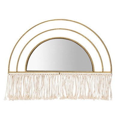 Sagebrook Home 24"L Gold Toned, Arched Mirrored Wall Decor, Modern Bohemian Style, Crafted with Iron and Mirror