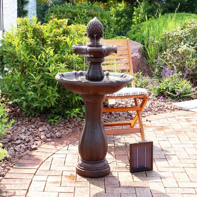 Rust Finish Solar Powered 2-Tier Pineapple Outdoor Fountain