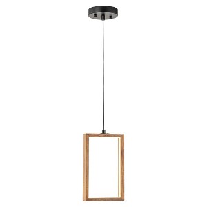 C Cattleya 13-Watt 1-Light Black Integrated LED Rectangular Wood Pendant Light - 1 of 4