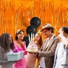 KatchOn, Shiny Orange Fringe Backdrop Curtain - 3.2x8 Feet, Pack of 2 | Foil Backdrop | Basketball Party Decorations - 2 of 4