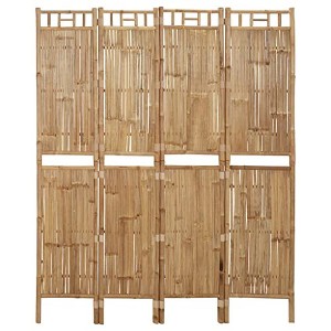 vidaxl 4-Panel Bamboo Room Divider/Privacy partition for Garden or Home Decor, Folding Screen 63" W x 70.9" H, Indoor/Outdoor use, Brown - 1 of 4