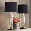 Regency Hill Landro Modern Mid Century Table Lamps 27 1/2" Tall Set of 2 Mercury Glass Black Drum Shade for Bedroom Living Room Bedside Office Family - image 2 of 4