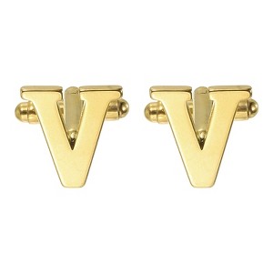 Unique Bargains Men Weddings Gift Classic Alphabet Cuff Links with Box 2 Pcs - 1 of 3