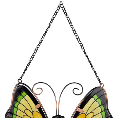 Vibrant Metal Butterfly Garden Windchimes with Faux Jewel Accents - Set of 3