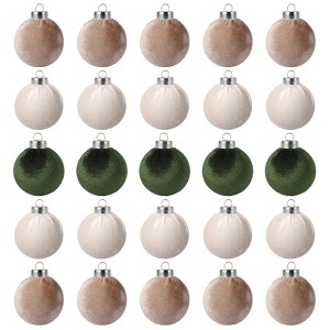 Orieon 25PCS DIY Velvet Christmas Ball Ornaments, 2.36 Inch Shatterproof Xmas Tree Decorations for Holiday Crafts & Home Decor - 1 of 4
