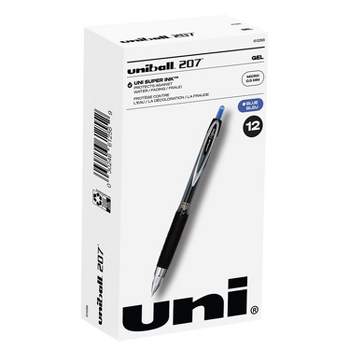 uni-ball uniball 207 Retractable Gel Pens Micro Point 0.5mm Blue Ink 12/Pack (61256)