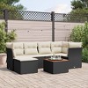 vidaXL 7 Piece Patio Sofa Set with Cushions Black Poly Rattan - Black and Cream - 2 of 4