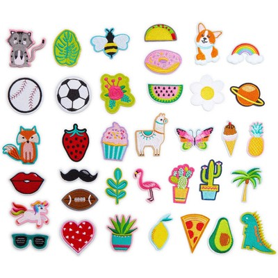 Okuna Outpost 36 Pieces Embroidered Iron On Patches for Clothing, DIY Sewing, Assorted Styles