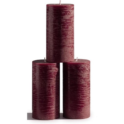 Large Pillar Candles 3x6 Inch ¨C Set of 3 Unscented Dripless Candles, Long Burning Rustic Finish for Weddings, Home Decor