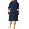 Women's Plus Size Stitched Knitted Short Sleeve V Neck Comfy Soft Casual Nightgown - Agnes Orinda - 4 of 4