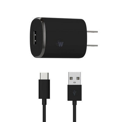 Just Wireless 2.4A/12W 1-Port USB-A Home Charger with 6' TPU Type-C to  USB-A Cable - Black