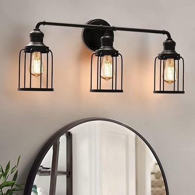 Cedar Hill 24-in 3-Light Matte Black LED Industrial Vanity Ligh