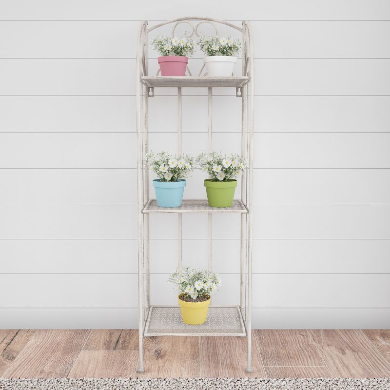 Nature Spring 3-Tier Folding Wrought Iron Plant Stand Vertical Shelf Indoor/Outdoor Home and Garden Display, 3 of 8