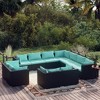 vidaXL Garden Lounge Set Black PE rattan, powder-coated steel Medium - 2 of 4