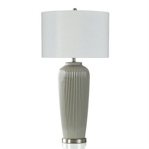 Ribbed Ceramic Pristine Table Lamp Gray - Stylecraft: 36