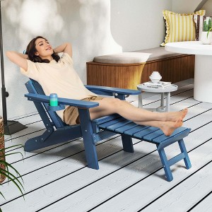 Costway Patio Adirondack Chair All-Weather HIPS Lounge Chair with Retractable Footrest Black/Brown/Gray/Navy - 1 of 4