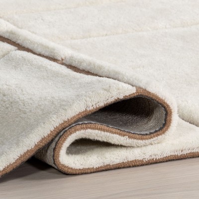 Handmade Ivory Geometric Wool Runner Rug, 2' 6" x 8'
