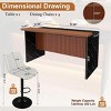 Modern Black Kitchen Island Dining Table with LED Lights and 2 Brown Bar Stools, Faux Marble Counter Height Set for Eat-in Kitchen-3irtyhousy - 4 of 4
