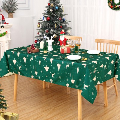 Christmas Tablecloth, Rectangular Fabric Table Cloth, Water-Resistant & Wrinkle Free Xmas Table Cover for Kitchen Dining Room