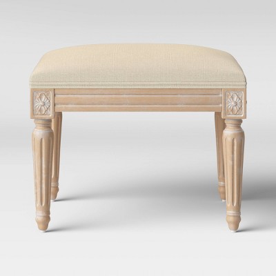 Erwin Turned Wood Leg Ottoman Beige - Threshold™