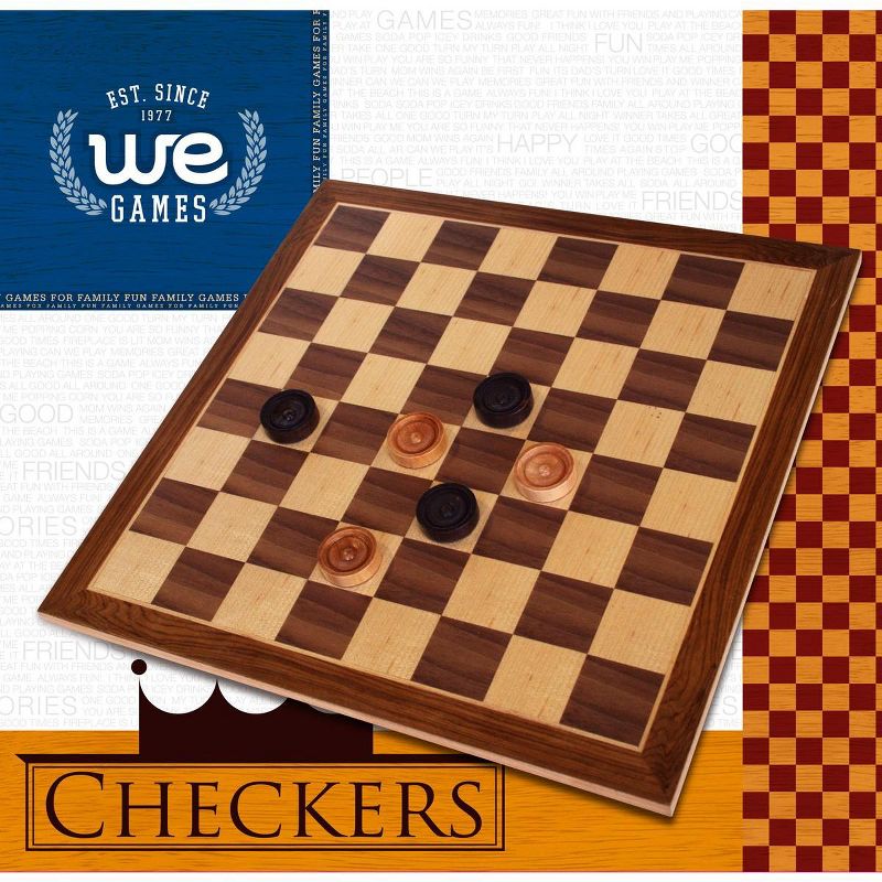 WE Games Old School Brown and Natural Wooden Checkers Set -11.75 in., 2 of 7
