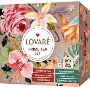 Lovare Prime Tea Set 135g - Indulge in 6 Exquisite Flavors, 90 Tea Bags, Presented in an Elegant Gift Box for the Perfect Tea - 1 of 1