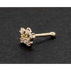 Jewelry Avalanche CZ Accented Crown 22G 14K Yellow Gold Nose Bone Nose Ring Stud - 3 of 4