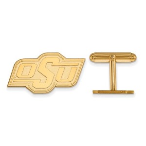Black Bow Jewelry 14k Yellow Gold Oklahoma State Cowboys NCAA Cuff Links - 1 of 3