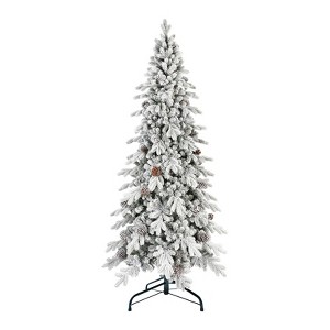 HomeRoots 7.5' Full Flocked Fir Christmas Tree With Decorations - 1 of 4
