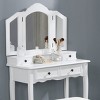 FURNIinspire Vanity Tables Wooden Makeup Vanity Desk Set Elegant Dressing Table with Drawers Stool Mirror for Bedroom, White, 31.5"*15.75"*55.11" - 4 of 4